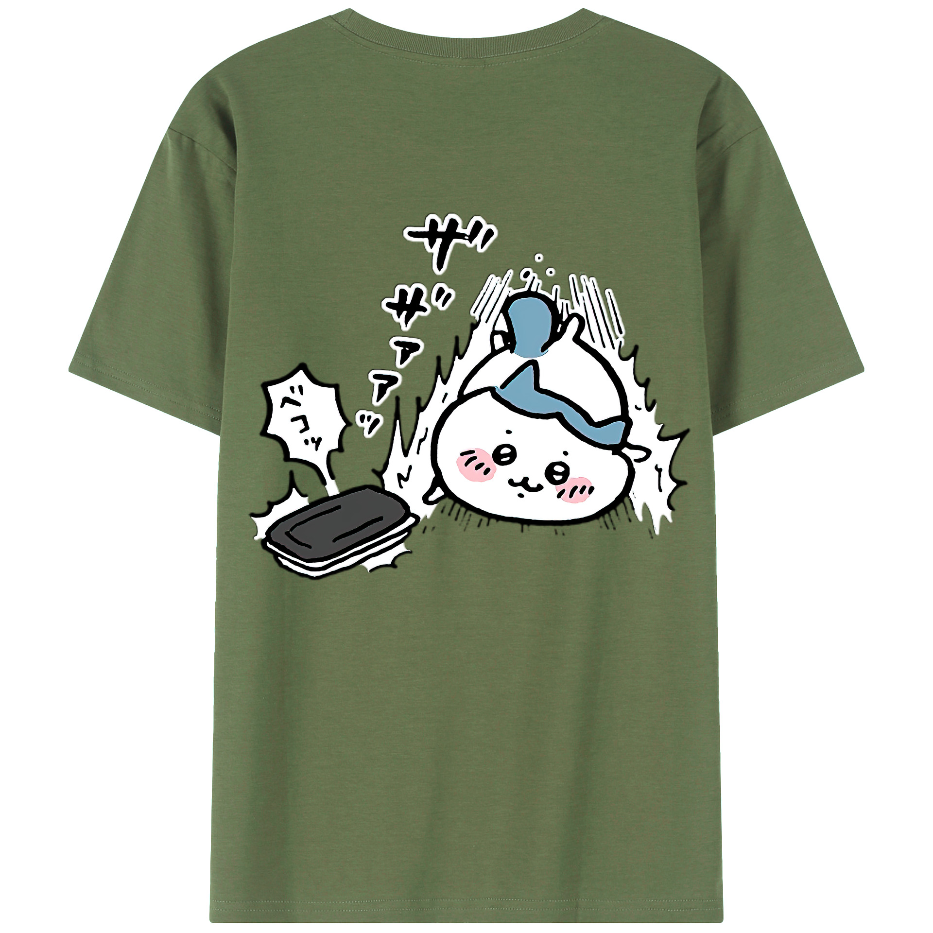 （画像用） ちいかわ ハチワレ Chii-kawa hachiware 綿100％ メンズ半袖Tシャツ（バックプリント） 通気性